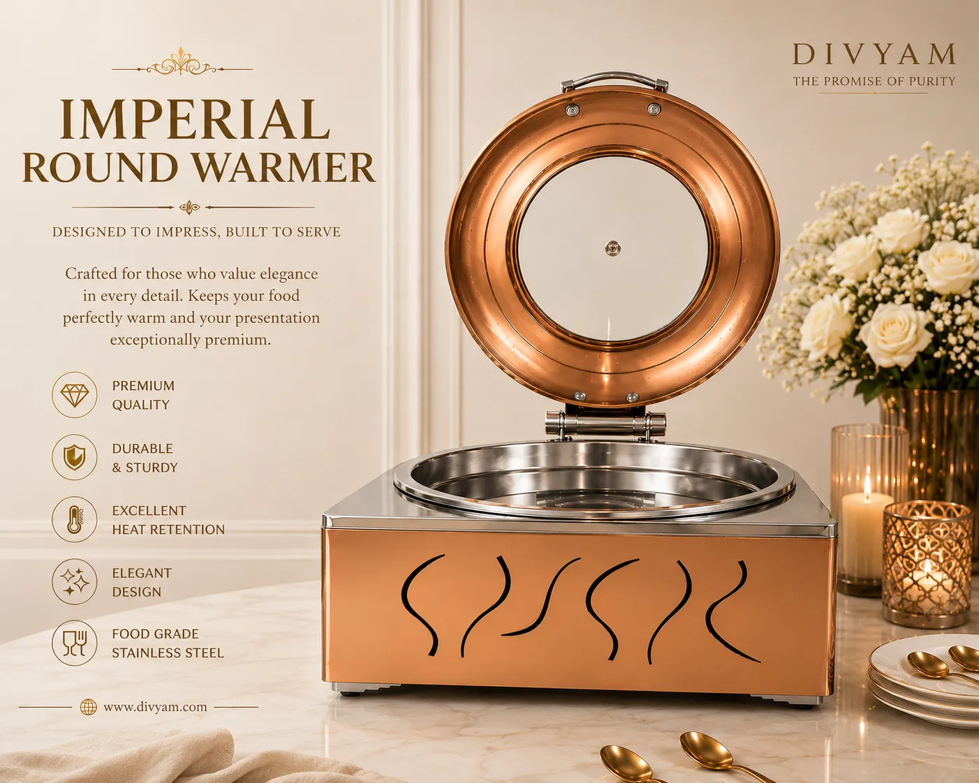 Imperial Gold Warmer — Royal Buffet Presentation by D I V Y A M®